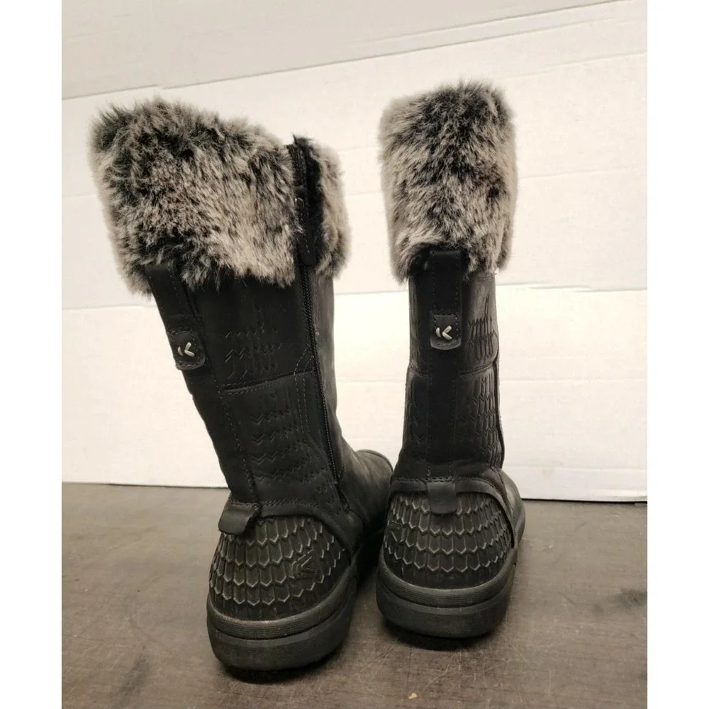 KEEN Winter Boots Faux Fur Insulated Black Leather‎ Waterproof Women's Size 10